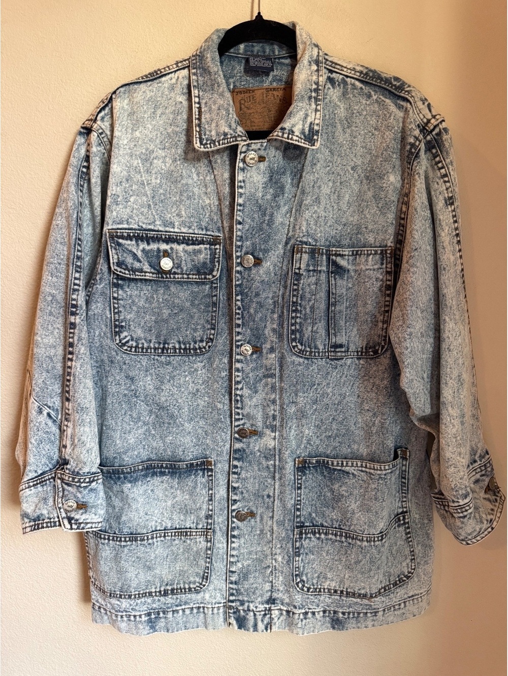 Vintage 90s Womens Oversized Small Denim Chore Coat Utility Barn Farm Workwear